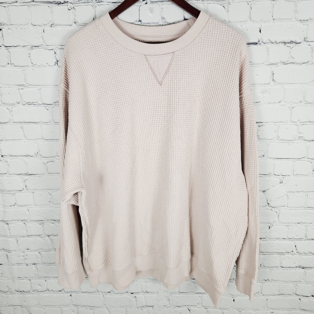 AERIE | The Sweat waffle knit long sleeve crewneck top